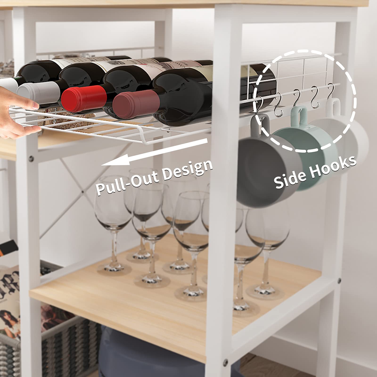 sogesfurniture 3-Tier Kitchen Baker's Rack Utility Shelf Microwave Stand with Storage and Drawer