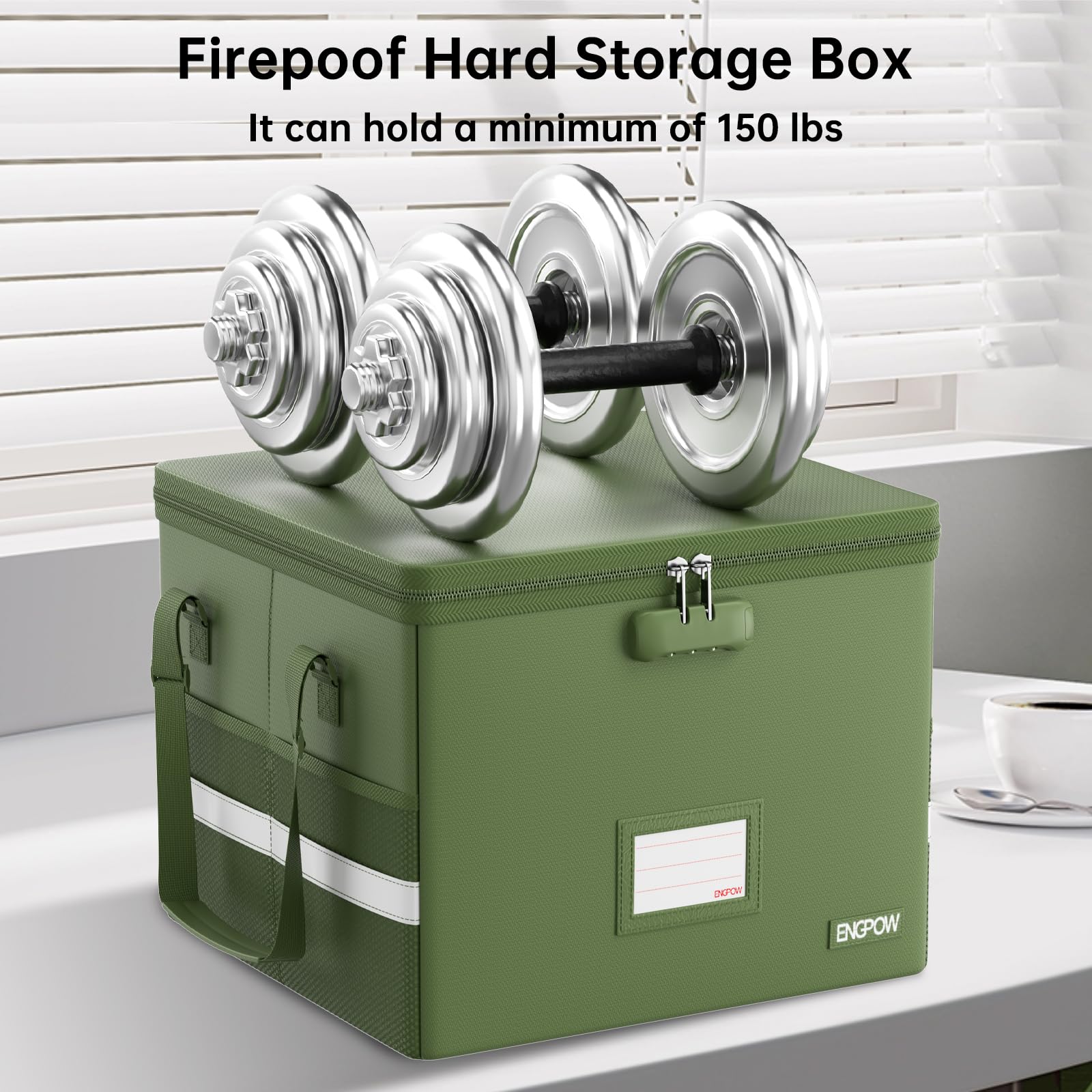 ENGPOW 5200°F File Box Fireproof Document Box with Lock,Heat Insulated Collapsible File Storage