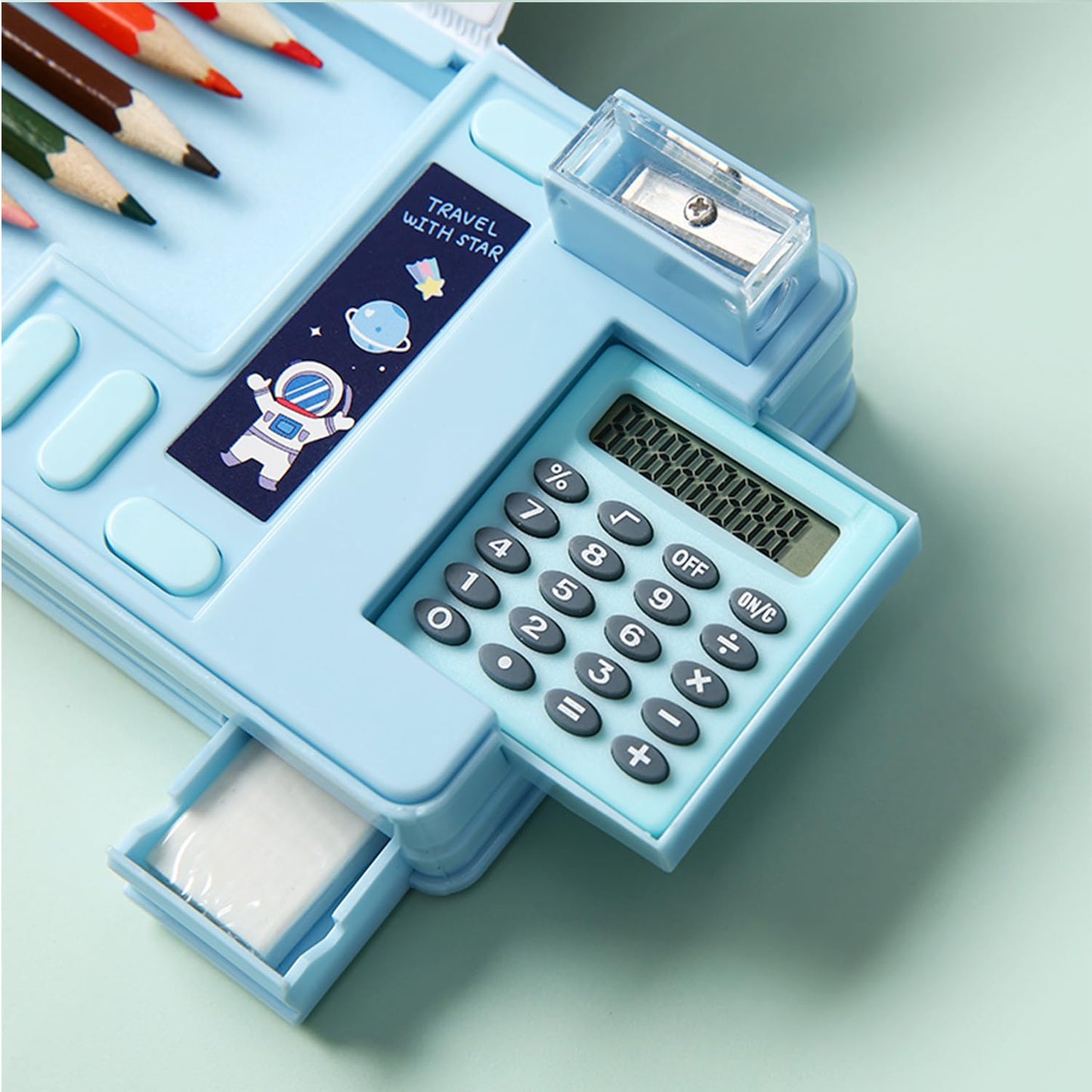 Ristpal Pop Up Multifunction Pencil Case, Cute Cartoon Pen Box Organizer Stationery with