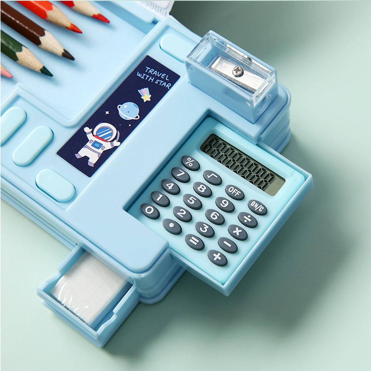 Ristpal Pop Up Multifunction Pencil Case, Cute Cartoon Pen Box Organizer Stationery with