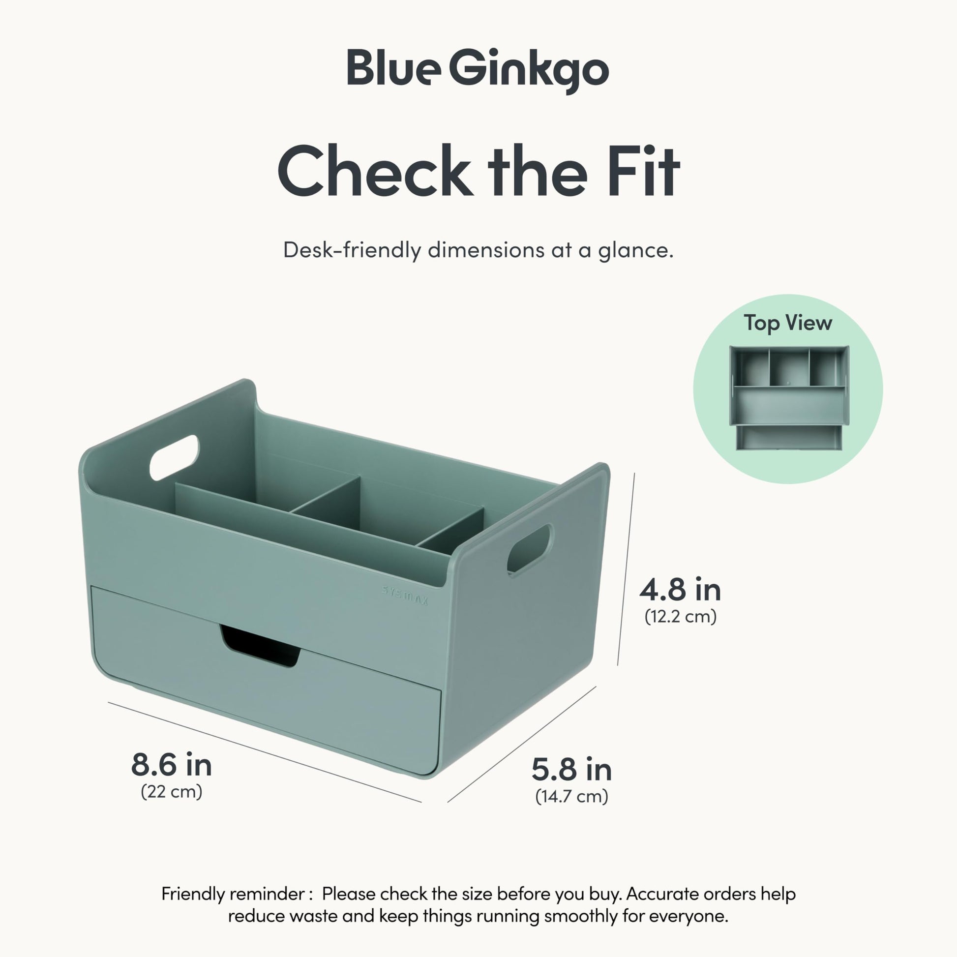 BLUE GINKGO Portable Desk Organizer, Green, Made in Korea