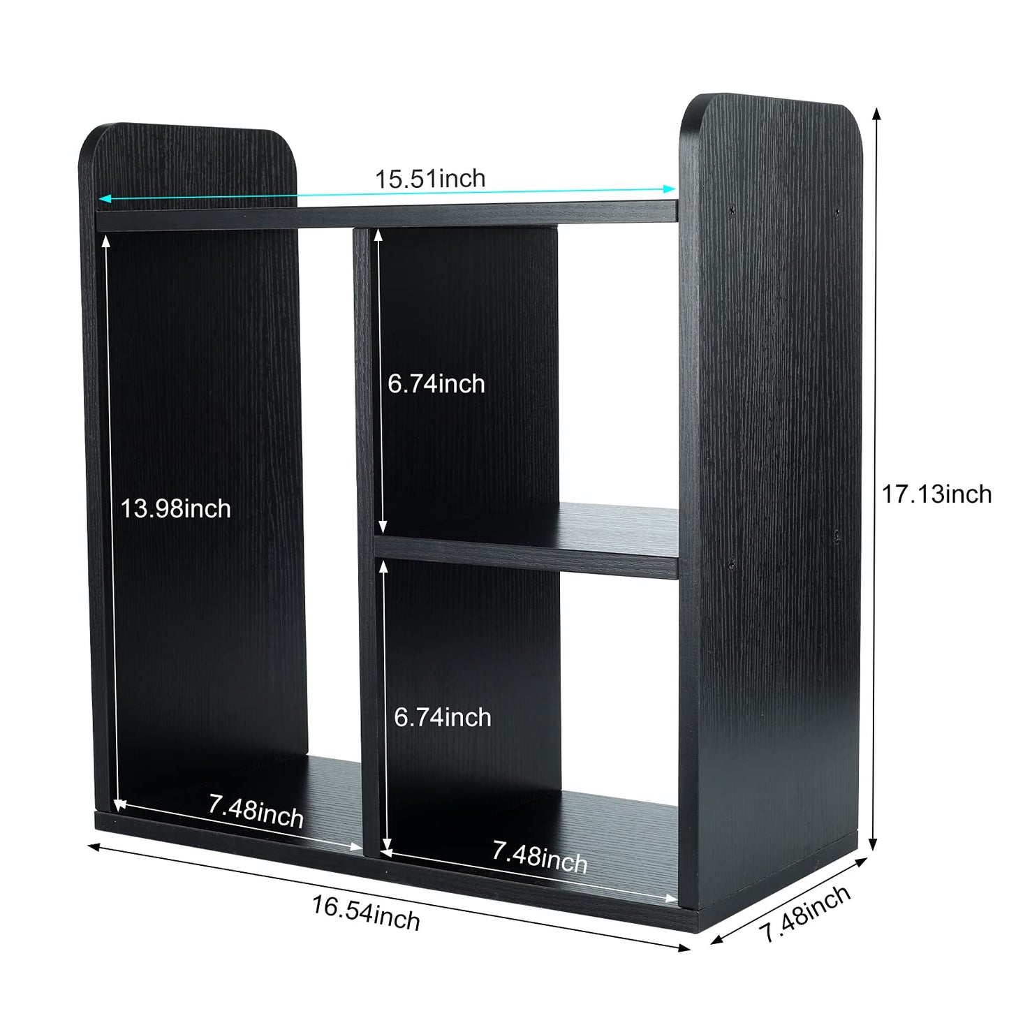 PAG-Mass Desktop Bookshelf Freestanding Wooden Countertop Bookcase Accessories Organizer Display
