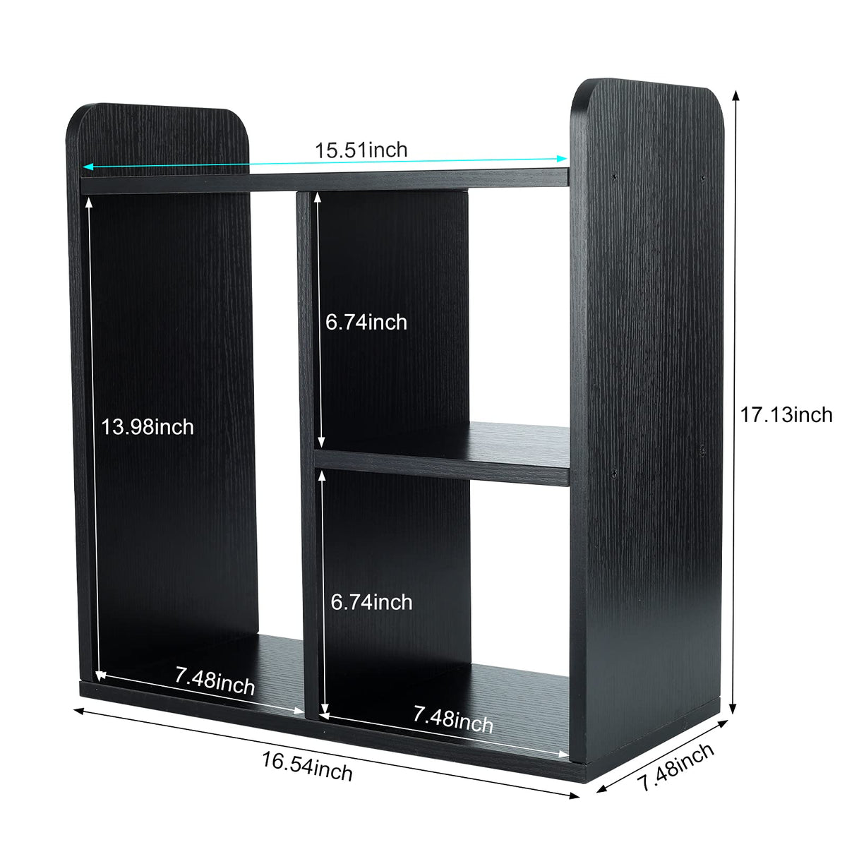 PAG-Mass Desktop Bookshelf Freestanding Wooden Countertop Bookcase Accessories Organizer Display