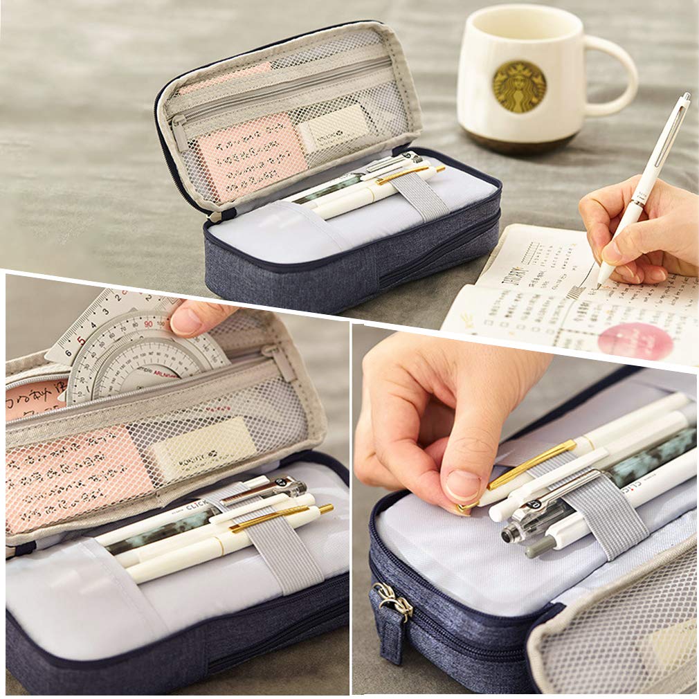 iSuperb Standing Pencil Case 2 Compartments Pencil Pouch Magnetic Mobile Phone Holder Bracket Pen