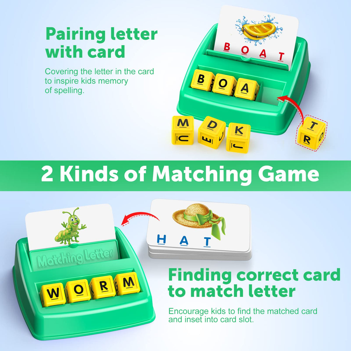 Toys for 3-8 Year Olds Boys Girls, Matching Letter Game Educational Games for Kids Ages 3-8 Easter