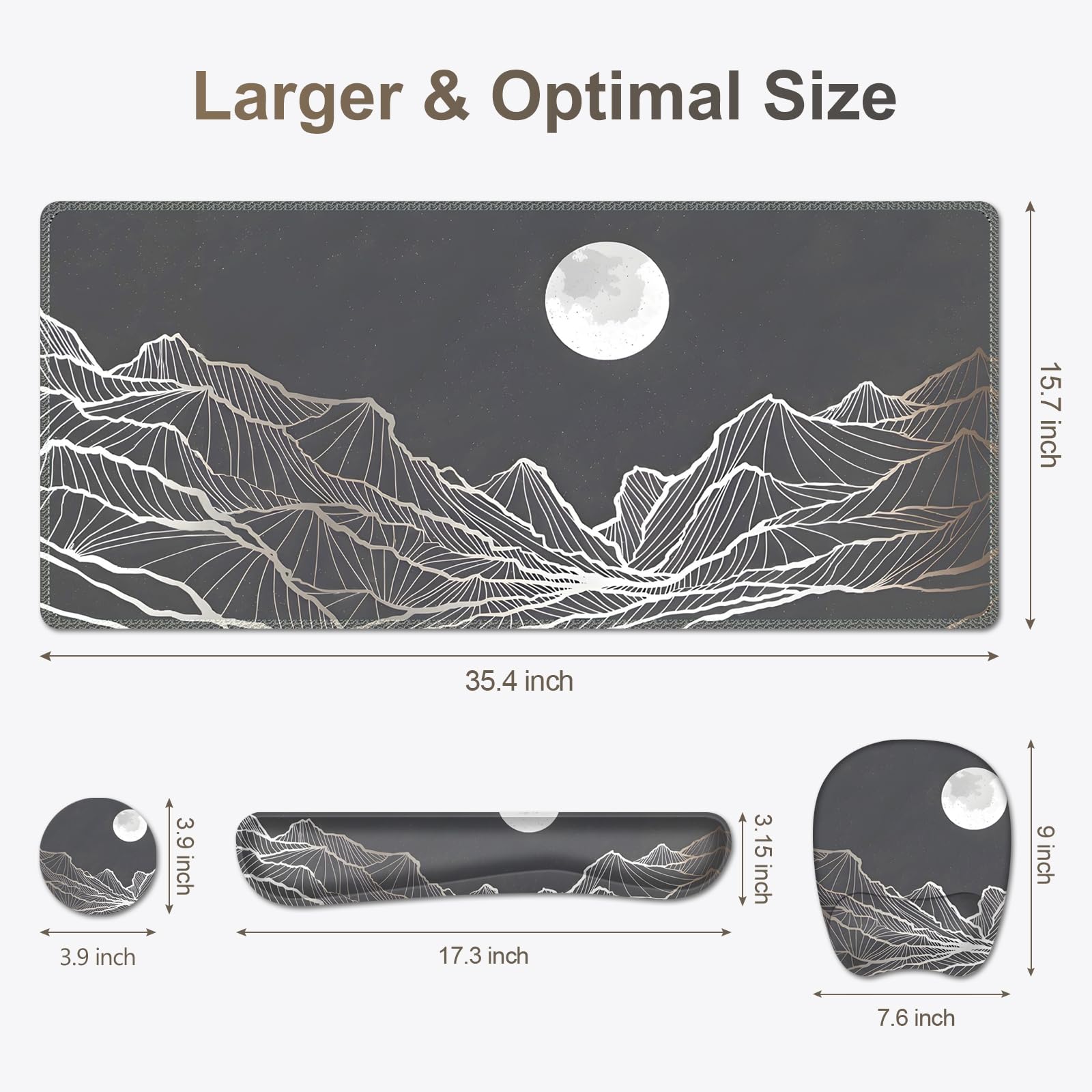 Large Mouse Pad, Keyboard Wrist Rest Set, Ergonomic Mouse Pad with Wrist Support, Desk Mat with