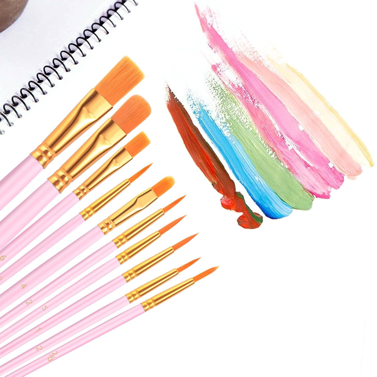 Acrylic Paint Brush Set, 20 Packs/200 pcs Nylon Hair Brushes