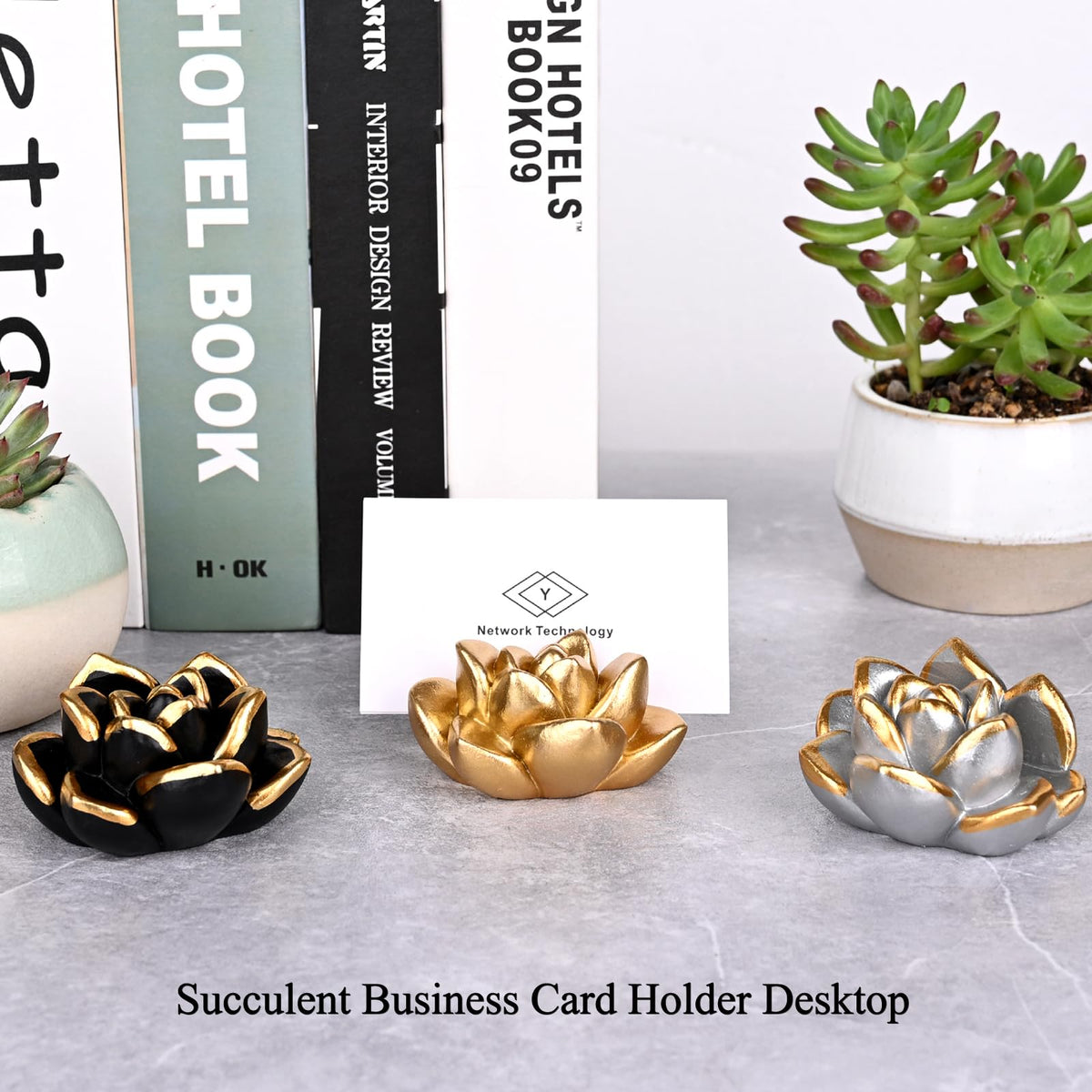 Succulent Business Card Holder for Desk Vertical Display Stand Trade Show