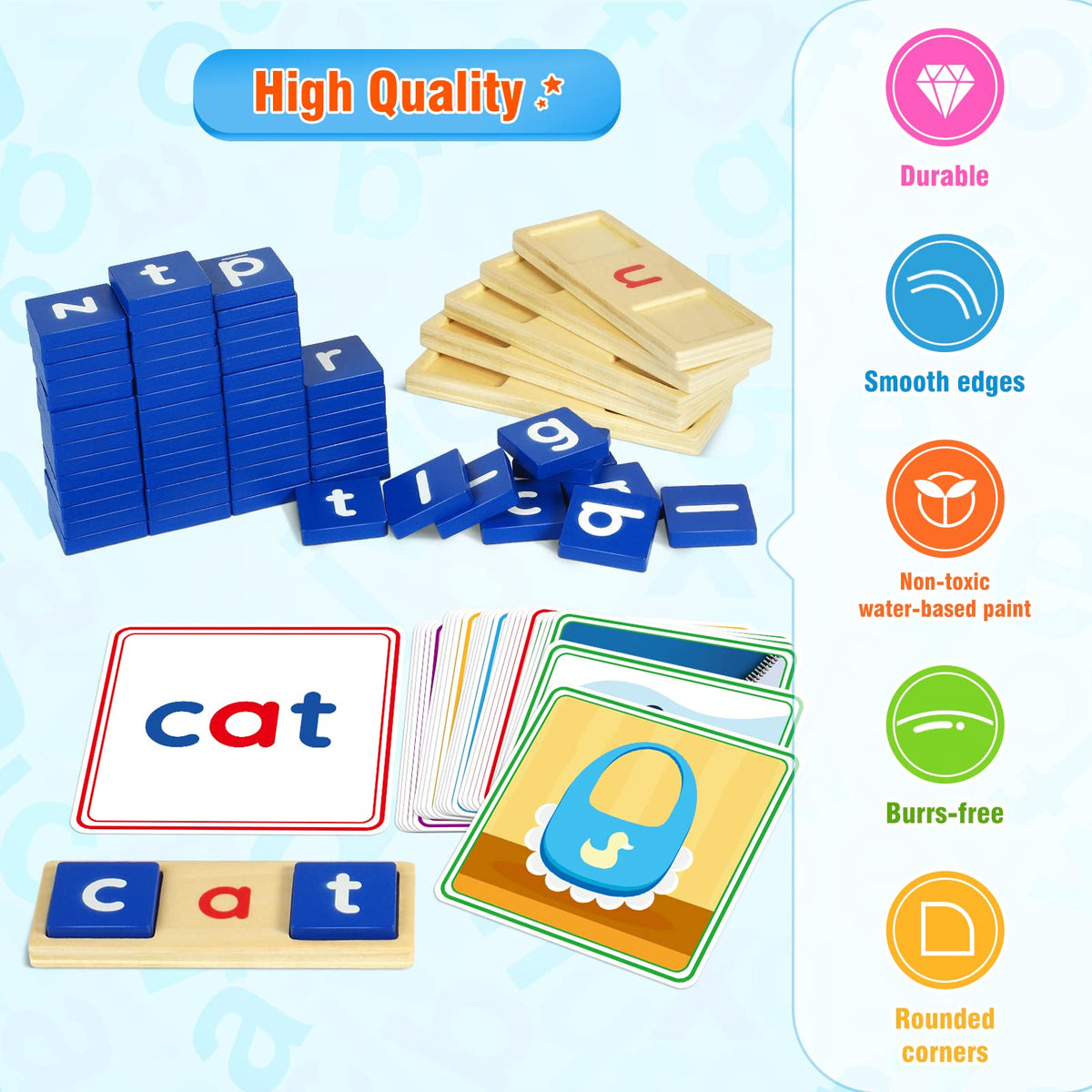 Learning Toys for 3 4 5 Years Old Kids - 116Pcs Short Vowel Letters Sorting Spelling Reading Toy