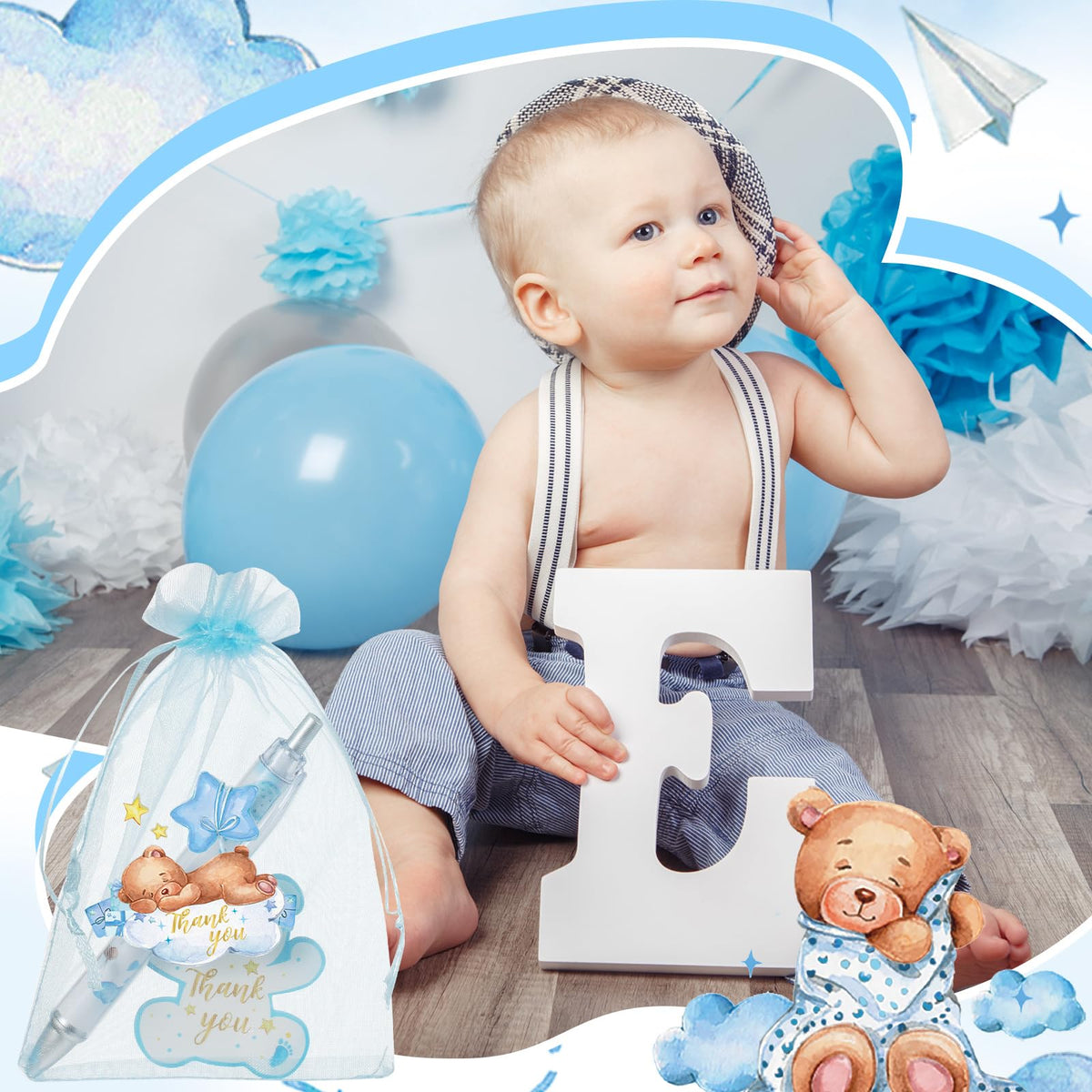 Chuangdi 50 Sets Baby Shower Favors Gifts for Guests Includes 50 Pcs Ballpoint Pens, Thank You