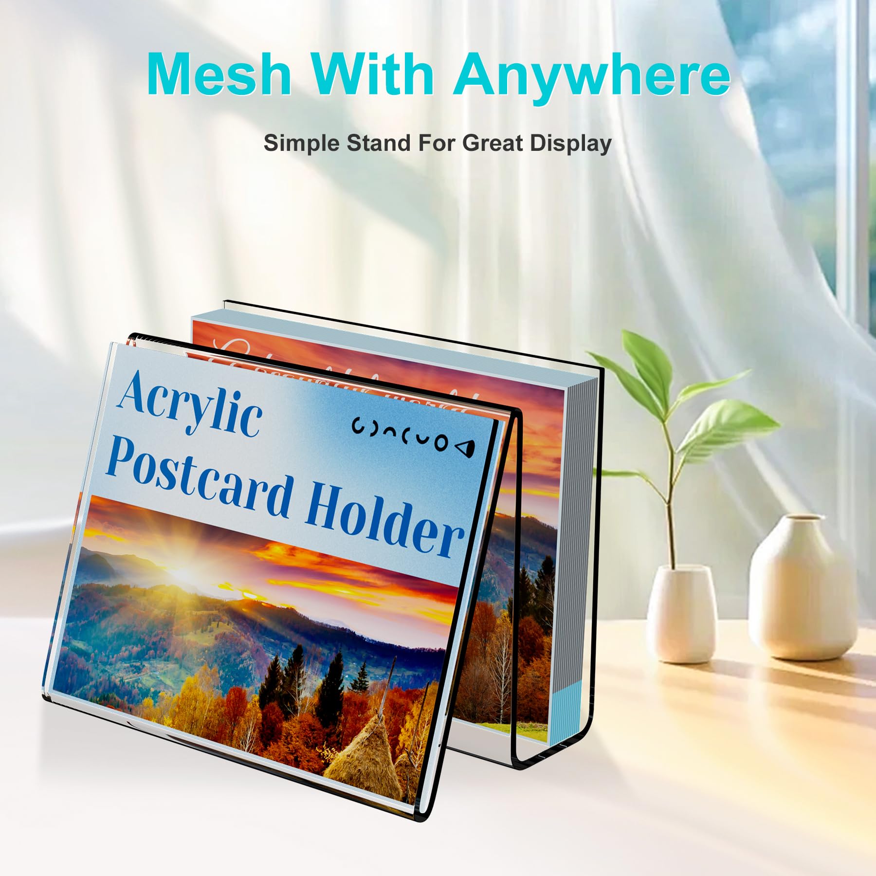 Boloyo Acrylic Vertical Postcard Display Holder,4 x 6 inch 1PC Clear Card Display Stand Easel