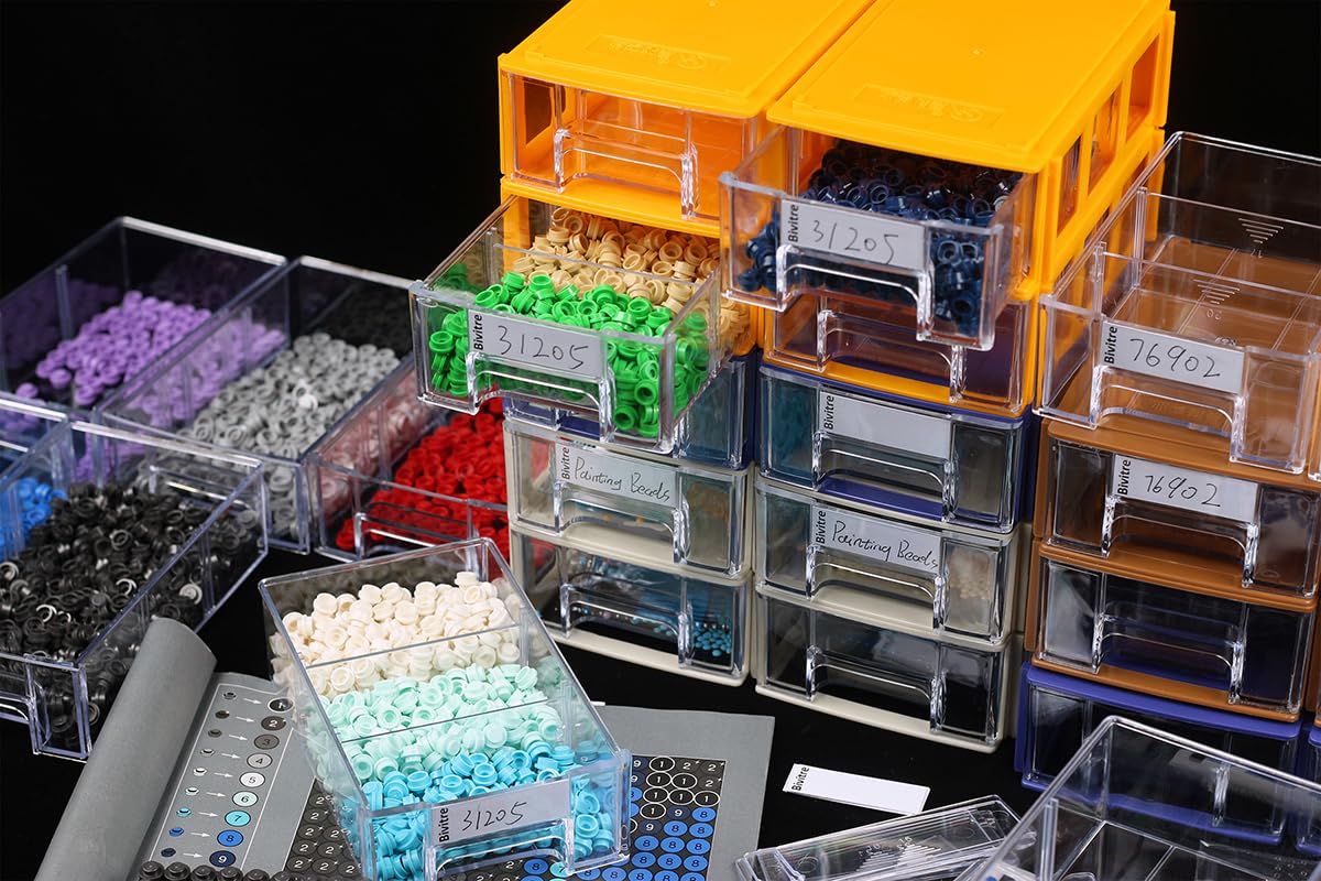 Stackable Storage Drawers Set of 20 with Dividers and Paper Labels