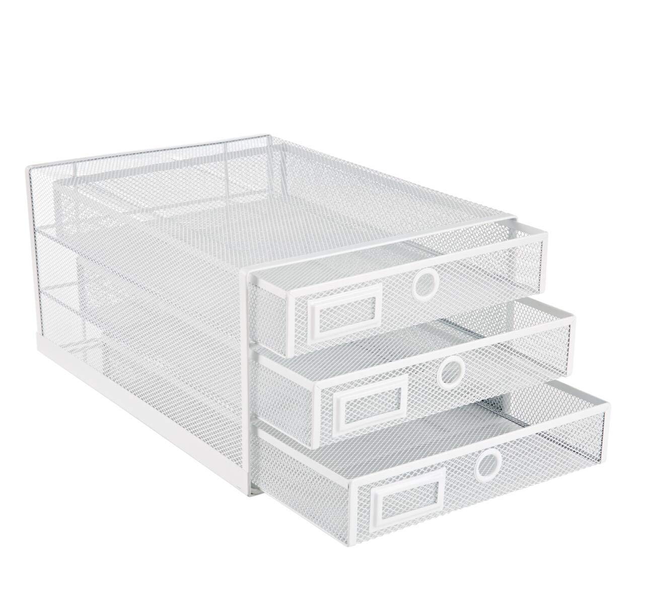 Annova Desk Organizer Wire Mesh 3 Tier Sliding Drawers Paper Sorter/Multifunctional/Premium Solid