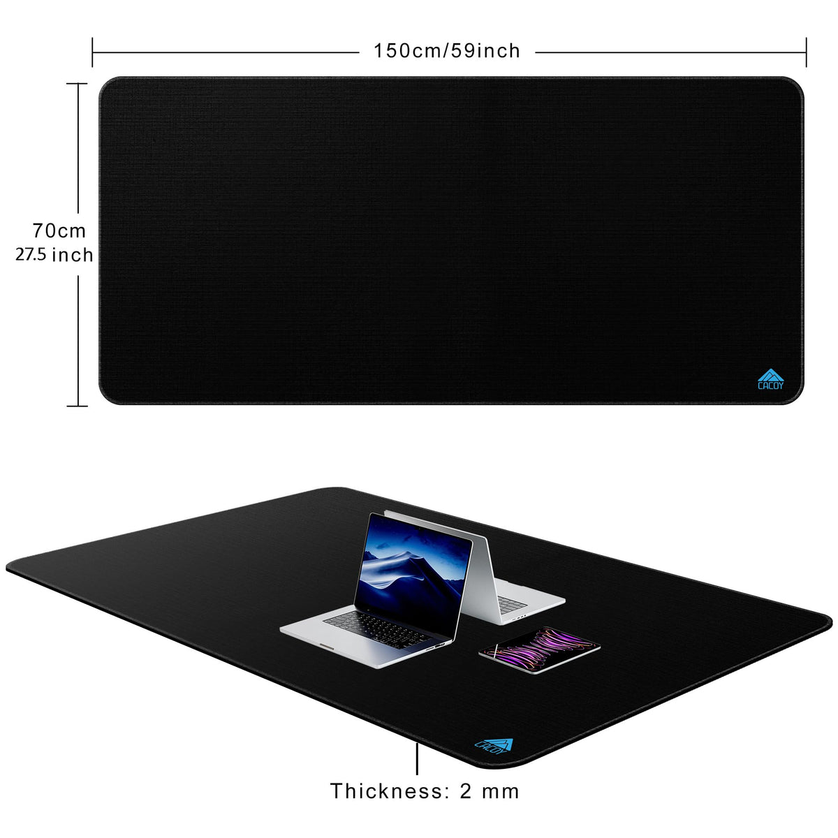 Cacoy 59"x27.5" Large Gaming Mouse Pad, Professional Desk Mouse Mat, Black