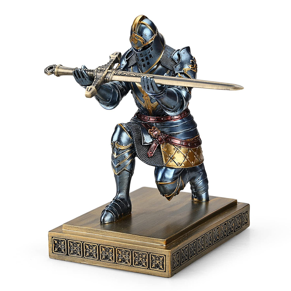 King's Guard Knight Pen Holder with a Letter Opener Desk Organizers Blue