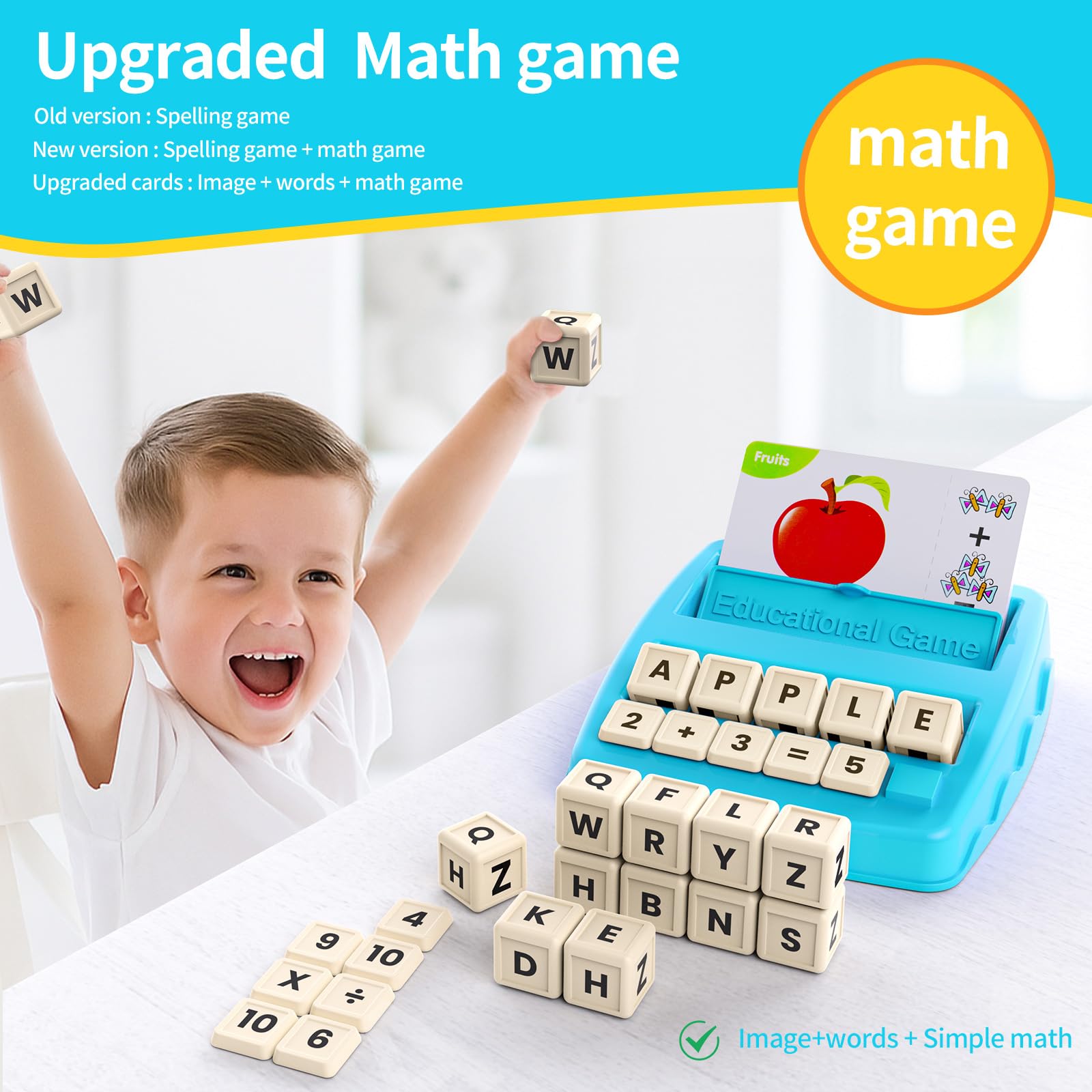 Educational Toys Learning Games for Kids 3-8, Matching Letter Spelling Early Math Game for