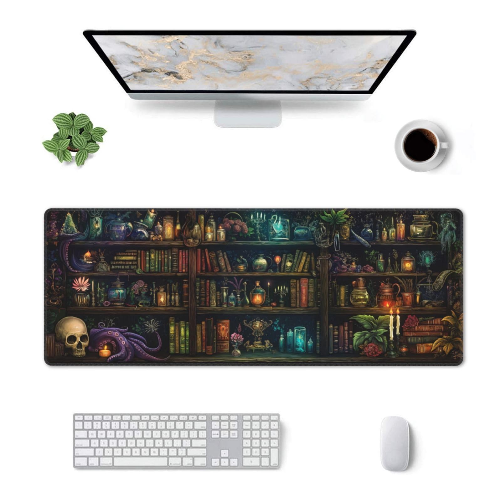 Library Mysterious Mouse Pad XL Large Mousepad Non Slip Rubber Base Desk Mat for Laptop Computer