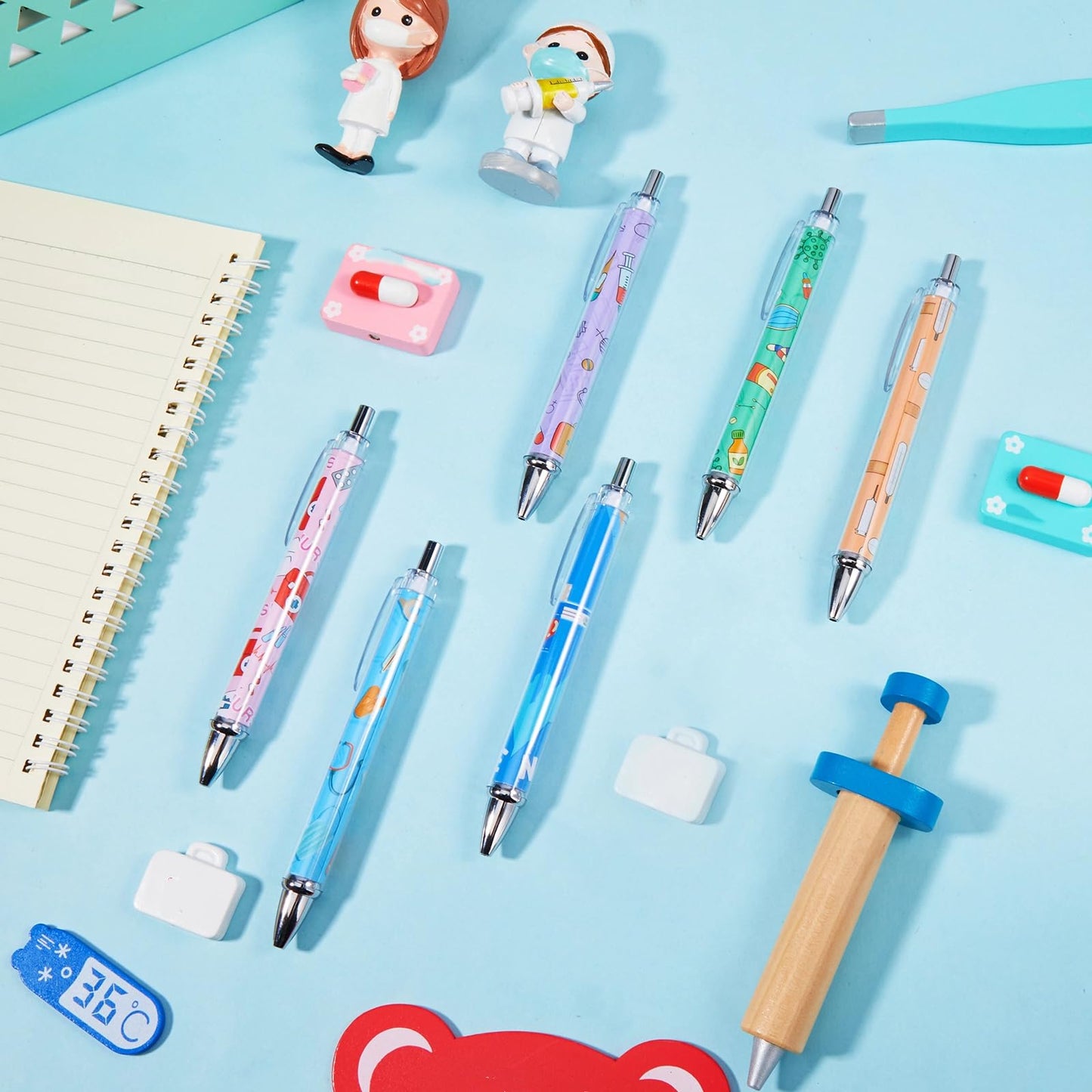 Thenshop Funny Nurse Pens Lovely Cartoon Ballpoint Black Ink Retractable Press Nursing Pen for