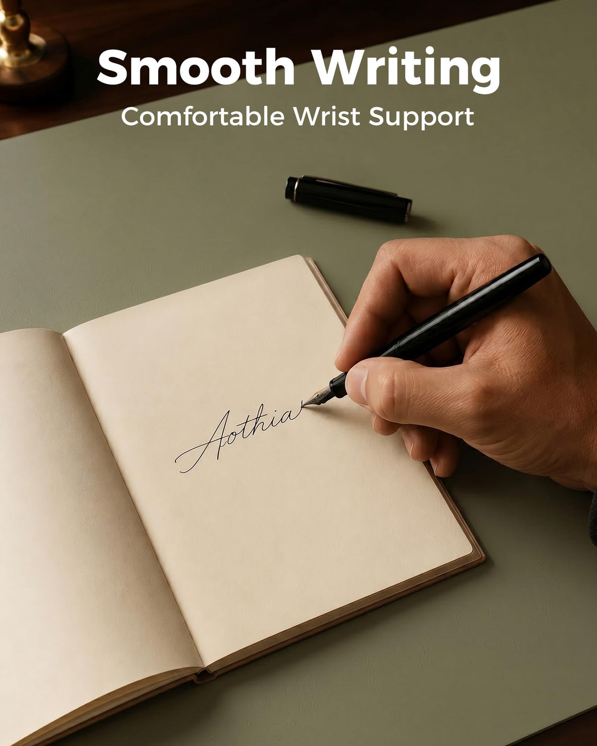 Aothia Dual-Sided Desk Mat - Natural Cork & Leather Desk Protector, Large Mouse Pad & Writing Pad