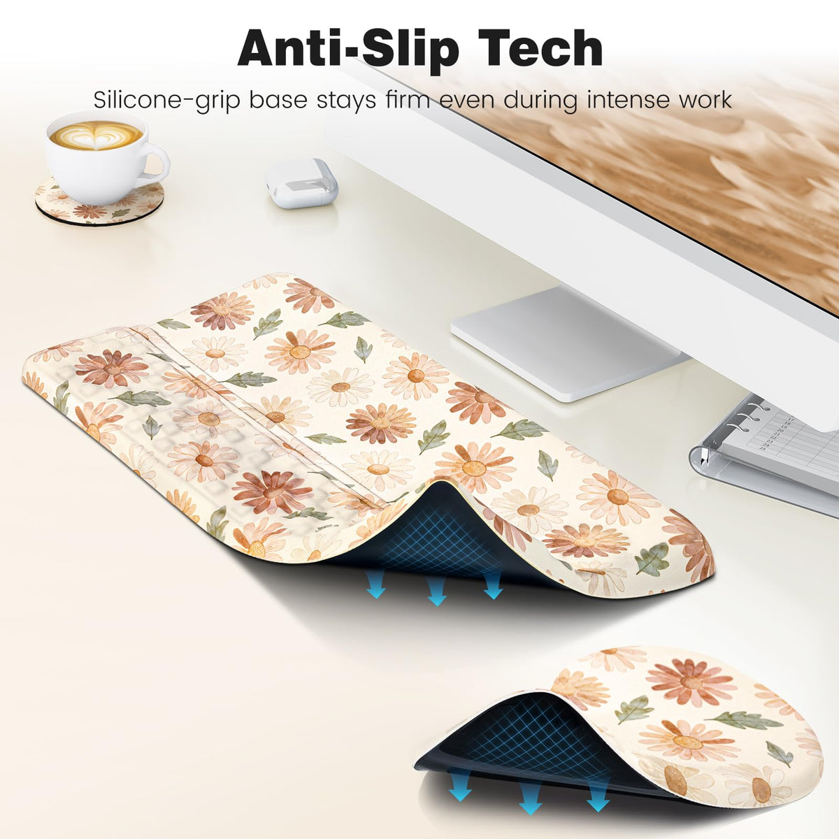 Ospelelf Keyboard Wrist Rest and Mouse Pad Set, Ergonomic Memory Foam Wrist Support, Aesthetic Desk