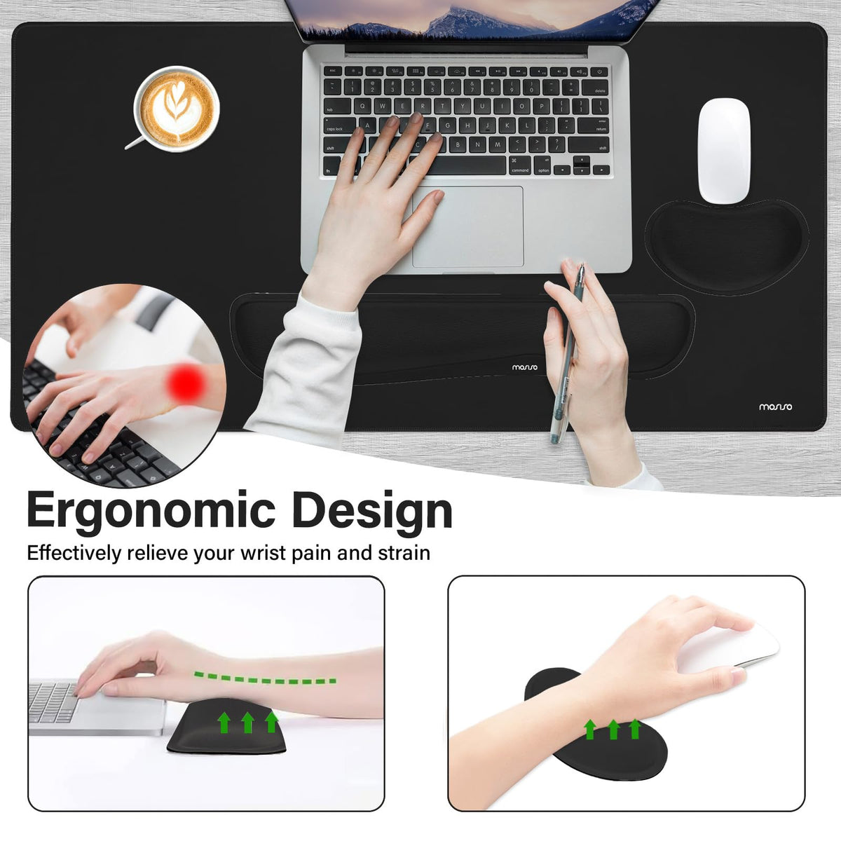 MOSISO Keyboard Mouse Pad Set, Gaming Mouse Pad&Keyboard Wrist Rest