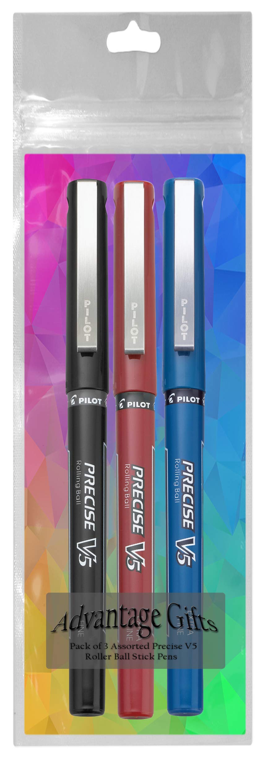 Advantage Gifts Precise V5 Stick Rolling Ball Pens, Extra Fine Point (.5mm), Assorted Colors