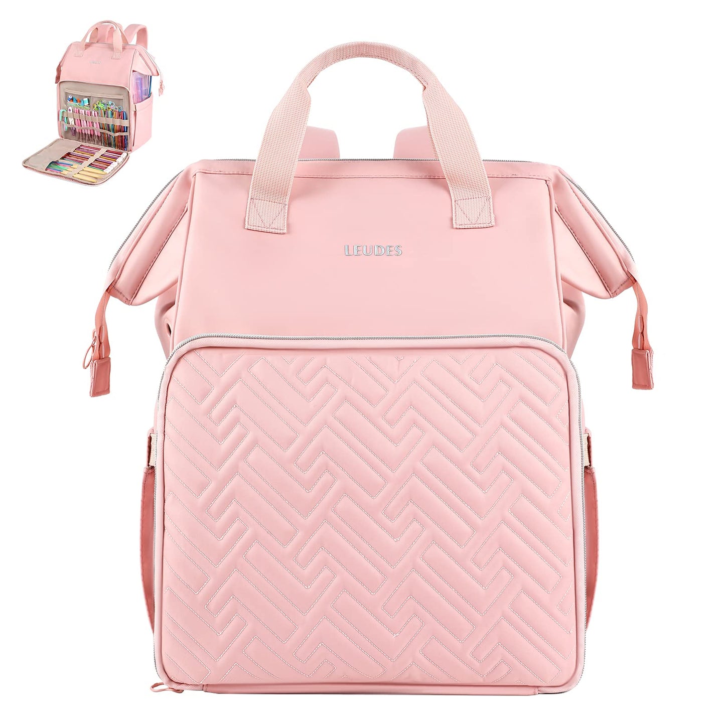 Leudes Crochet Bag Backpack for Yarn Storage Tote Travel Large Knitting Bag