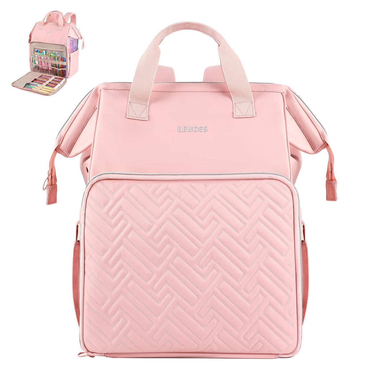 Leudes Crochet Bag Backpack for Yarn Storage Tote Travel Large Knitting Bag