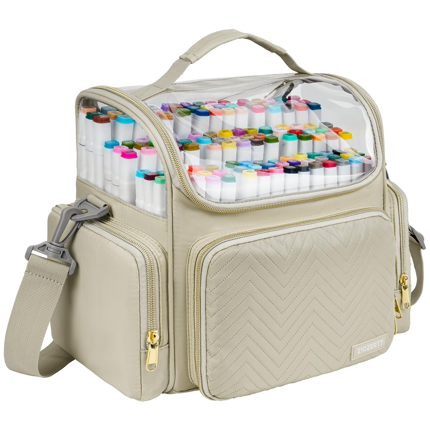 ZIOZERTT Marker Organizer Case for 200+ Markers,Travel Marker Storage Bag with Dividers,Marker
