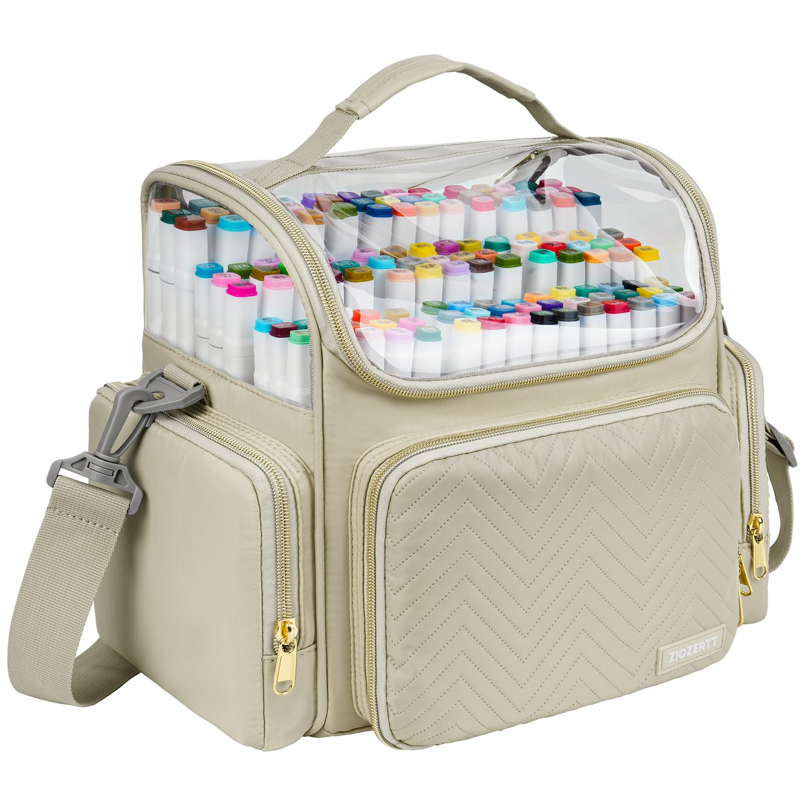 ZIOZERTT Marker Organizer Case for 200+ Markers,Travel Marker Storage Bag with Dividers,Marker