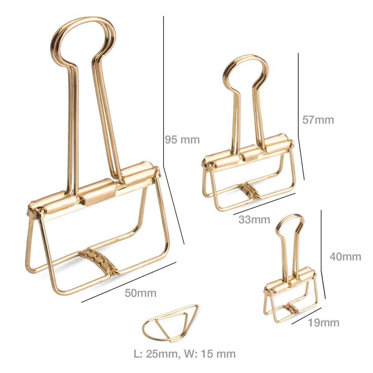 18 Pcs Gold Wire Binder Clips & 20 Pcs Cute Paper Clips Set