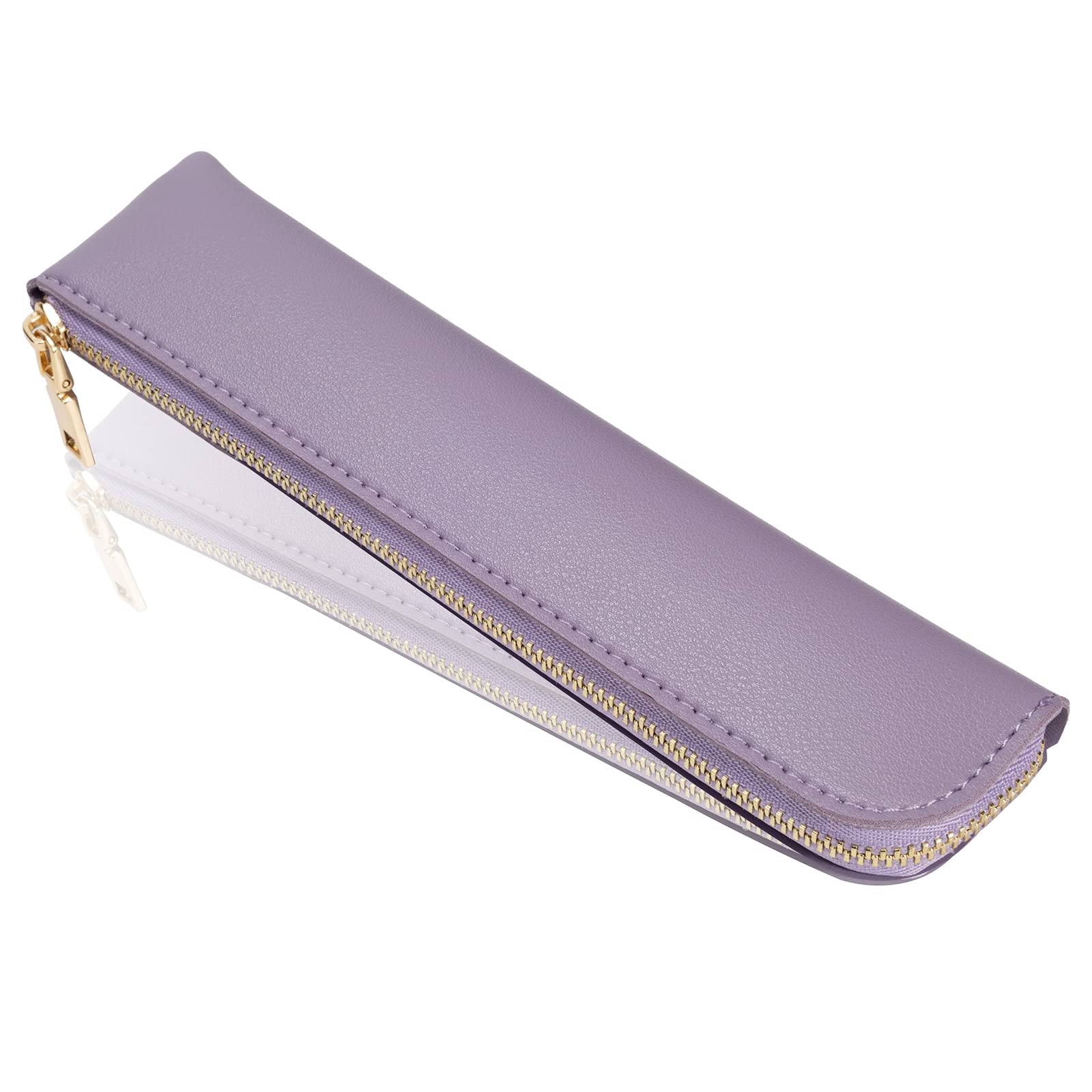 Sluxa Purple pencil case, Thin soft pen bag, Small pencil case for adults,Senior leather Minimal