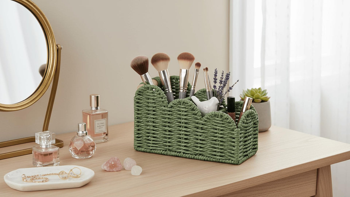 CubesLand Bedside Table Desk Organizer Caddy, Remote Pen&Pencil Holder Cup