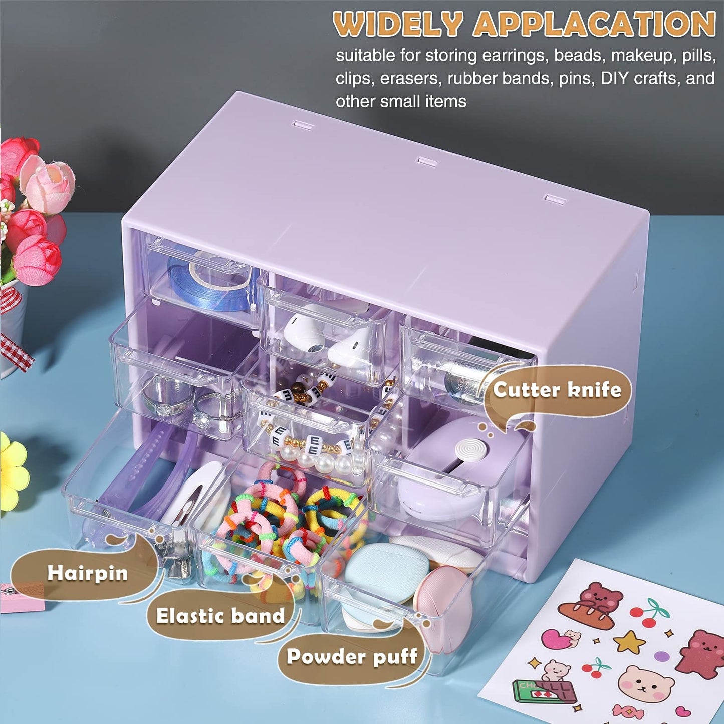Amyhill 6 Pcs Mini Drawer Organizer Small Organizer with 9 Drawers Plastic Desktop Craft Storage