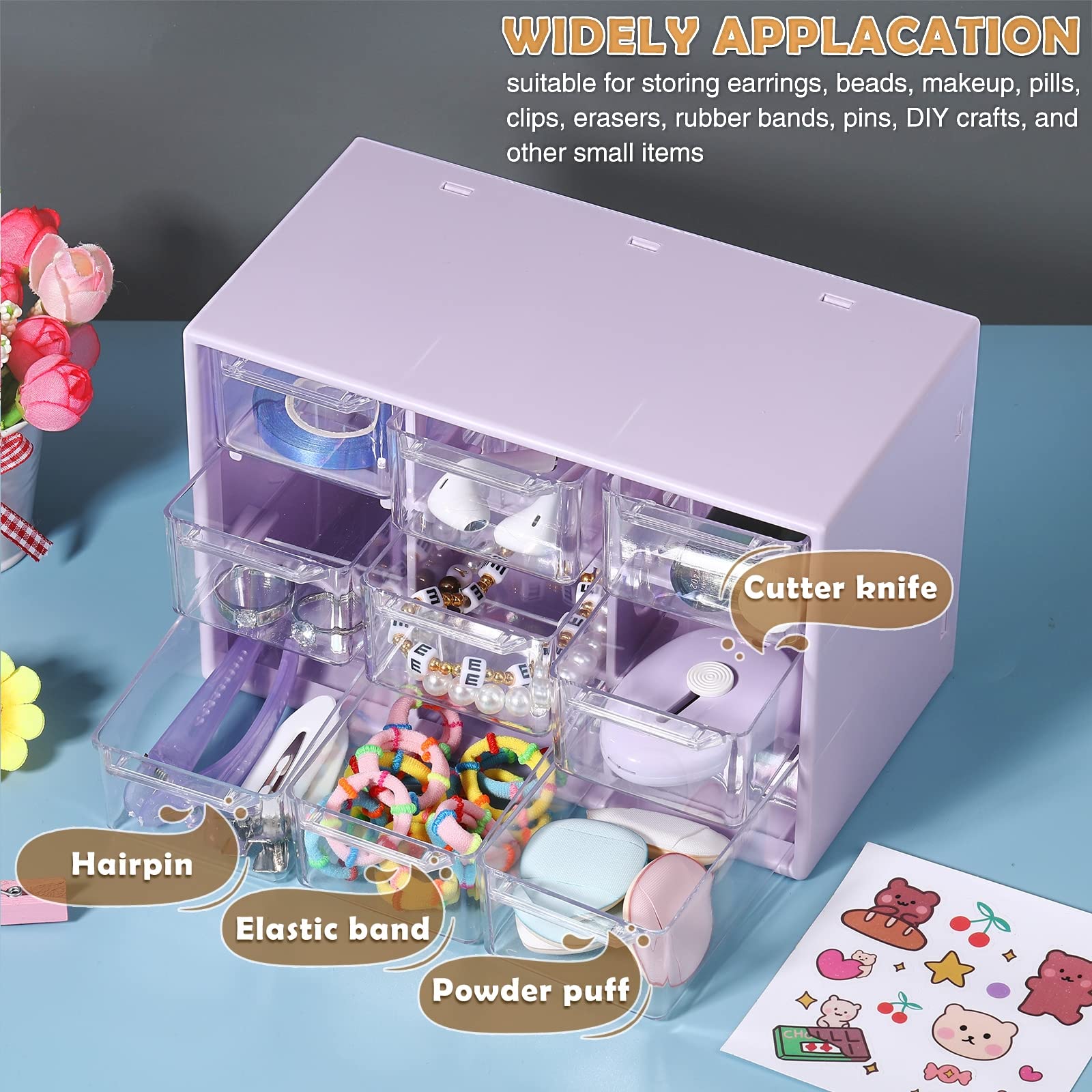 Amyhill 6 Pcs Mini Drawer Organizer Small Organizer with 9 Drawers Plastic Desktop Craft Storage