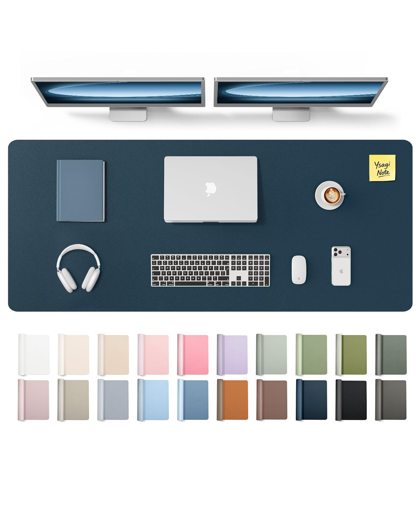 YSAGi Leather Desk Pad Protector, Office Desk Mat, Large Mouse Pad, Non-Slip PU Leather Desk