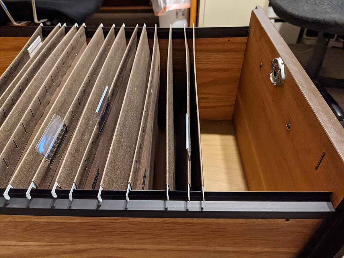 Custom Accents PVC Hanging File Rail for 1/2 Drawer Sides 2 Feet Long Black (Sold in Pairs)