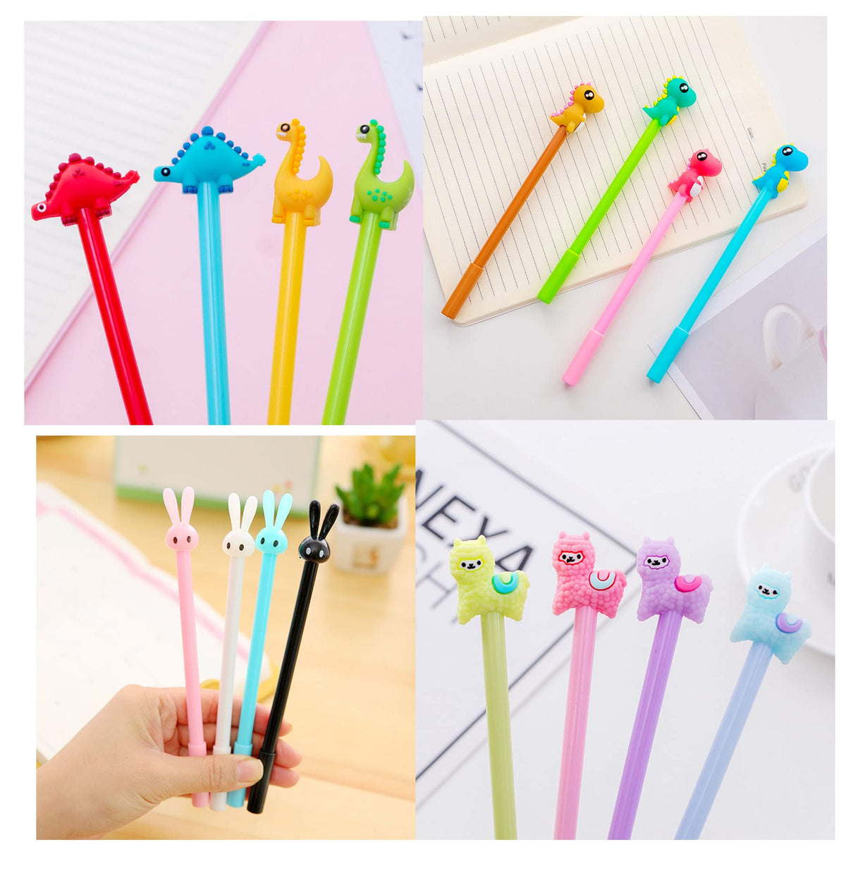 YYaaloa 70pcs Cute Novelty Gel Ink Pens Cartoon Animal 0.5 mm Black Ink Pens Bulk for Kids Office