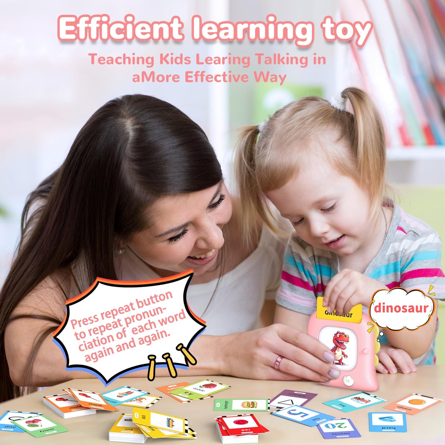 Kidzdo 520 Words Talking Flash Cards, Birthday Gifts for 3 4 5 6 Year Old Girls, Early Educational