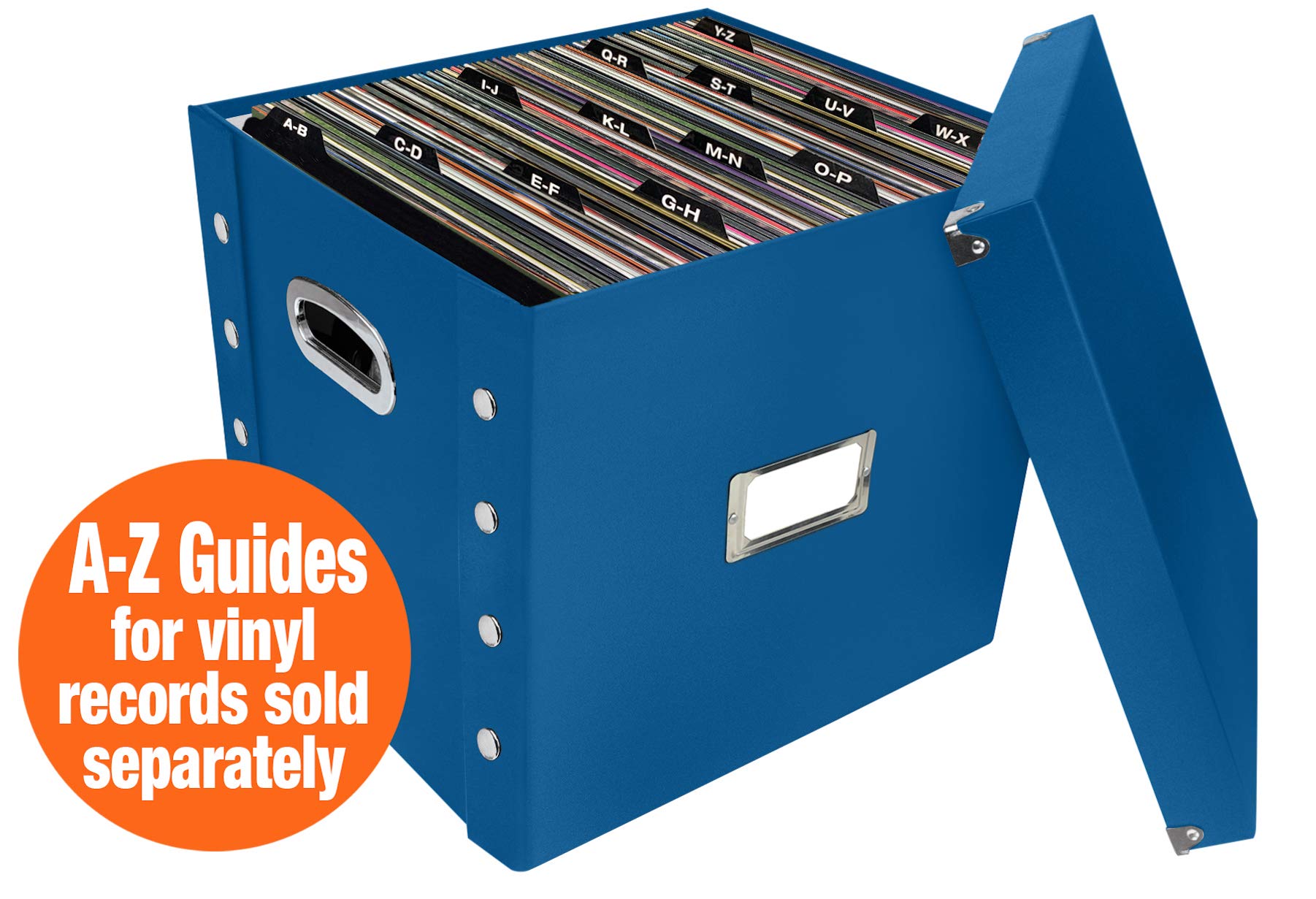 Snap-N-Store 12 In Vinyl Record Box, LP Holder with Lid, Classic Blue