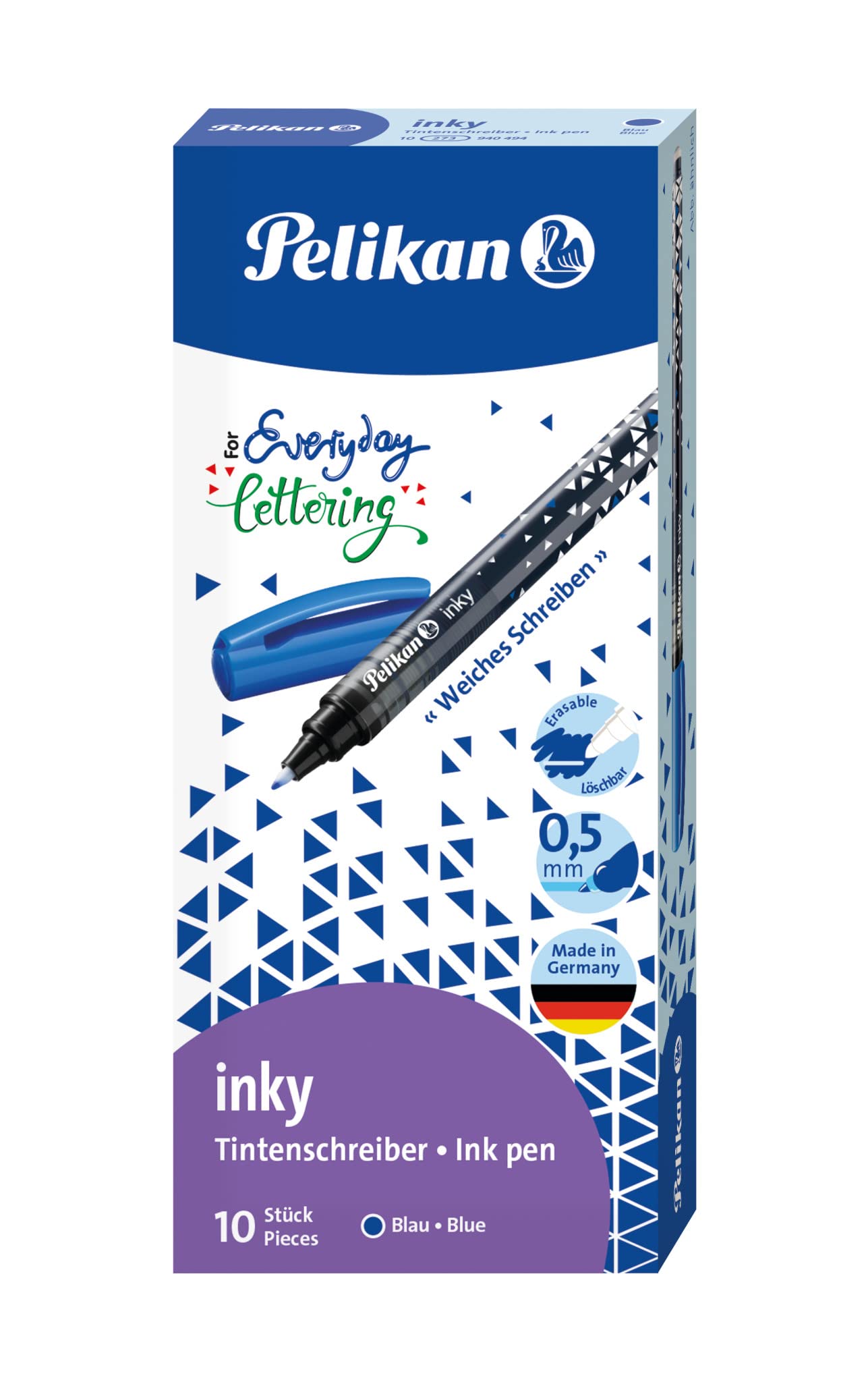 Pelikan Inky 273 Ink Pens Blue Pack of 10 in Folding Box