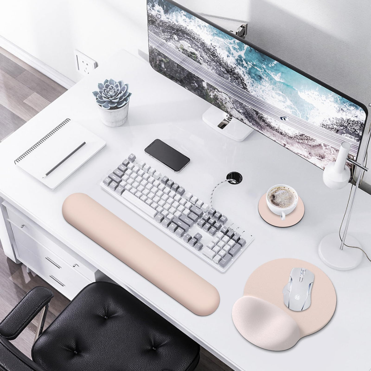 AIMSA Mouse Pad with Wrist Rest Support, Keyboard Wrist Rest Set, Ergonomic Memory Foam Mousepad