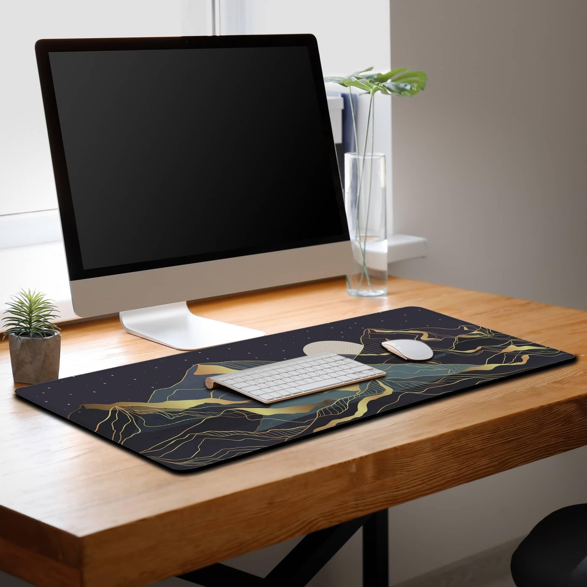 Samgula Extra Large Mouse Pad Golden Desktop Pad Keyboard Mouse Pads Desktop Mats Big Gaming