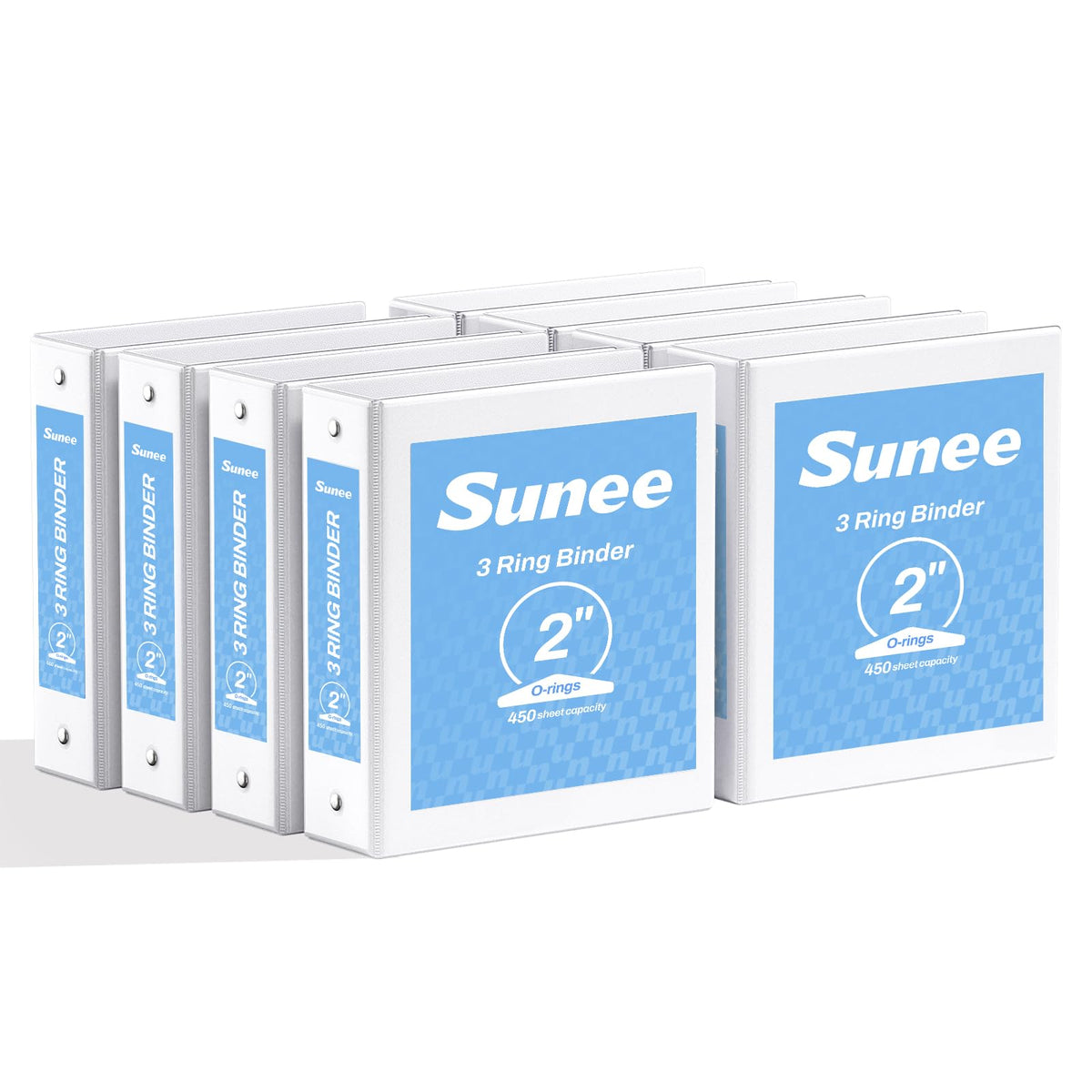 SUNEE 3 Ring Binders 2 Inch 8 Pack, Clear View Binders Three Ring PVC-Free (Fit 8.5x11 Inches) for