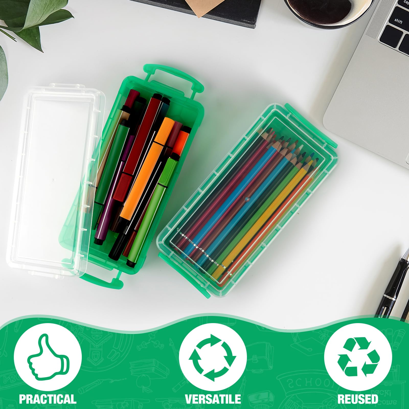 Gueevin Pencil Box Clear Plastic Pencil Case, Green, 24 Pcs