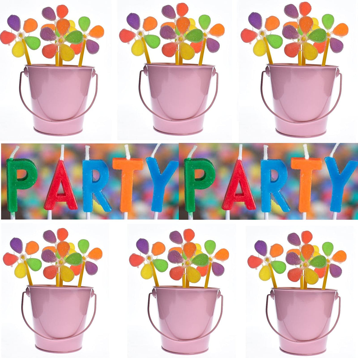 TAKMA Small Metal Buckets with Handle, 6 Pack 4.3 Inch Colored Galvanized Bucket for