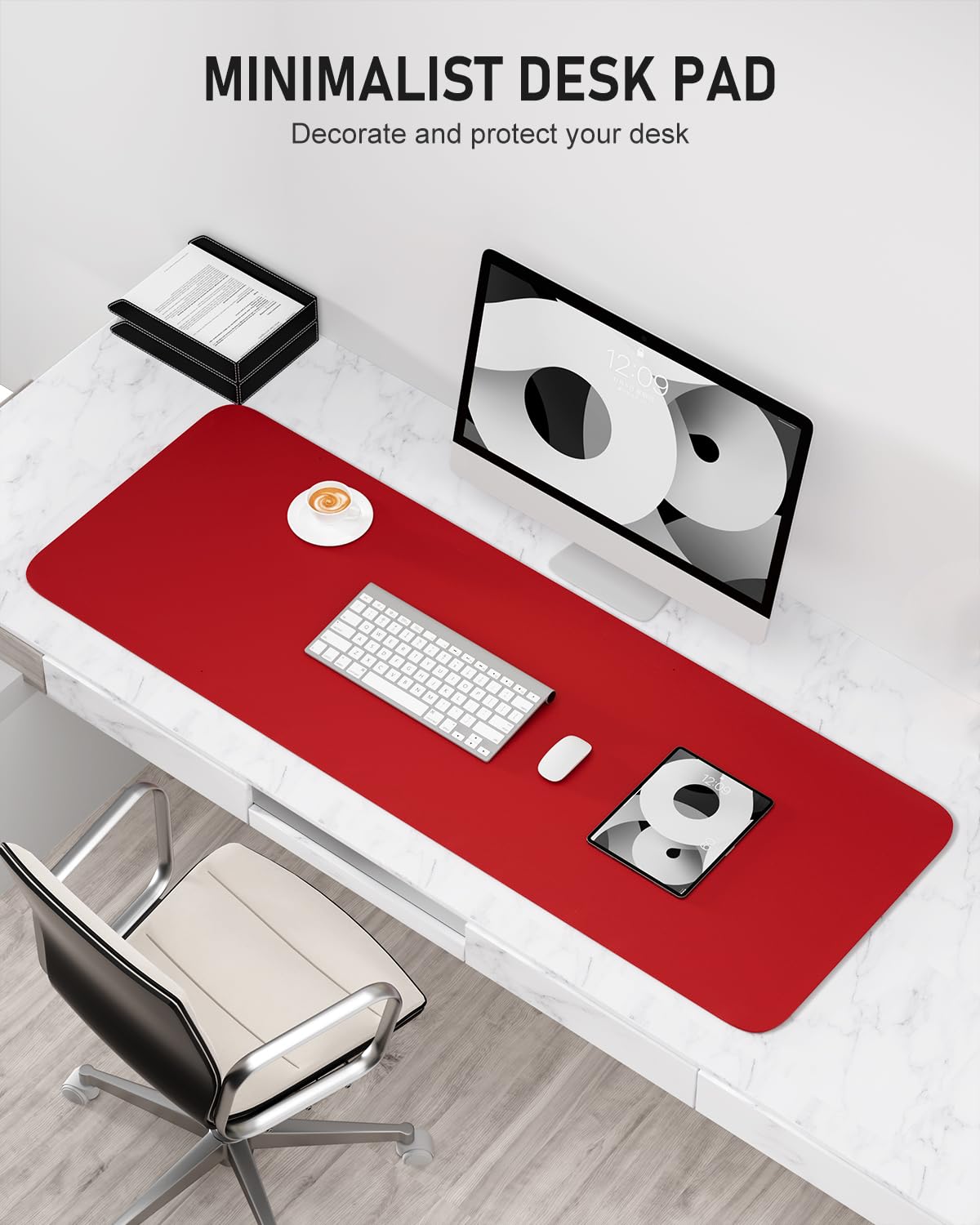 Niniubye Desk Pad, 48" x 17" PU Leather Non-Slip Desk Mat Large Mouse Pad for Desktop, Waterproof