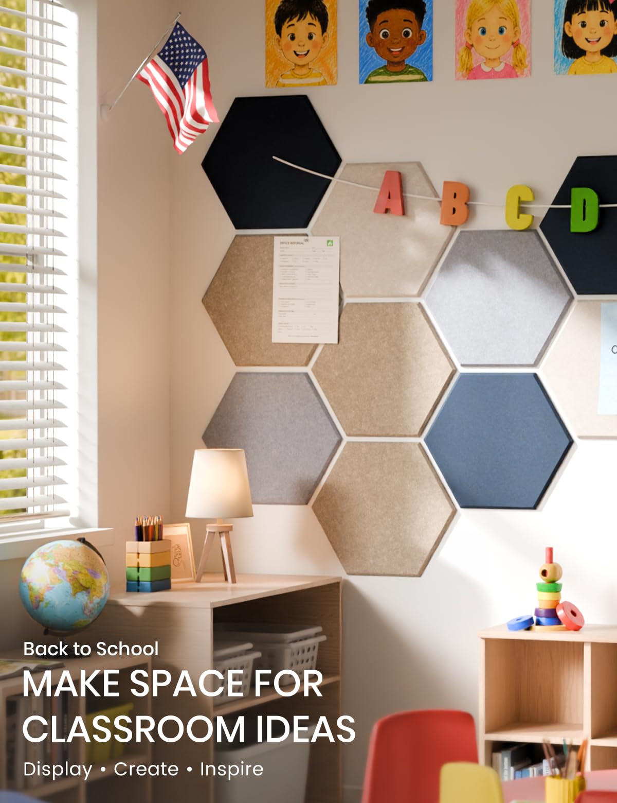 Fluxynara 10-Pack Hexagon Cork Board Alternative, Nordic Slate