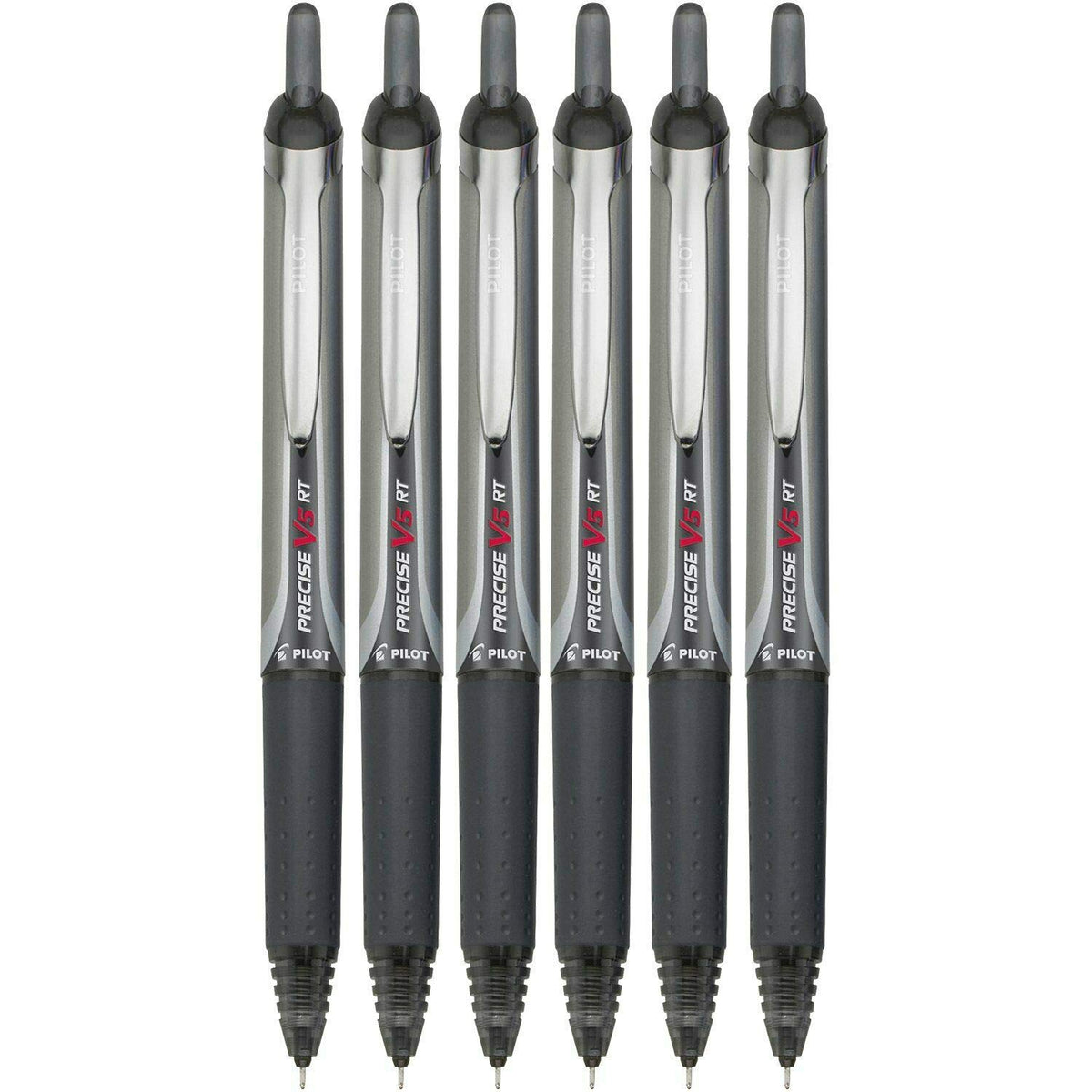 Pilot Precise V5 RT Retractable Rolling Ball Pens, Extra Fine Point, Black Ink, 6 Pens