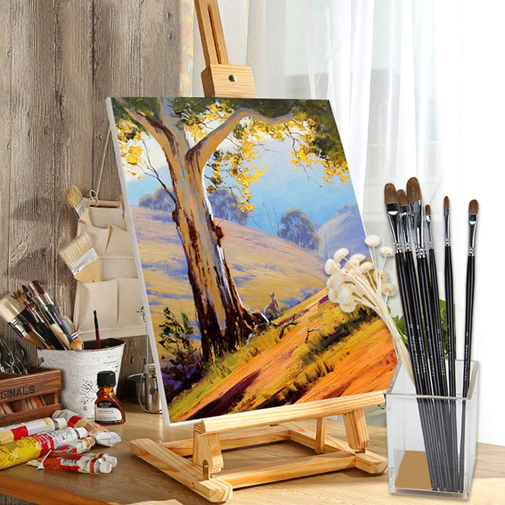 Magic Touches Artist Paint Brush Set (6 Sizes), Natural Sable Filbert Tip, Best Absorption